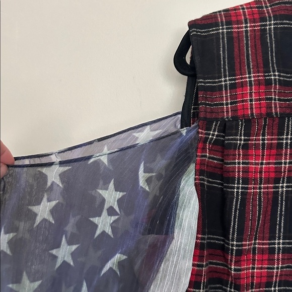 Asts Red and Black Plaid Cold Shoulder Shirt - Picture 4 of 4